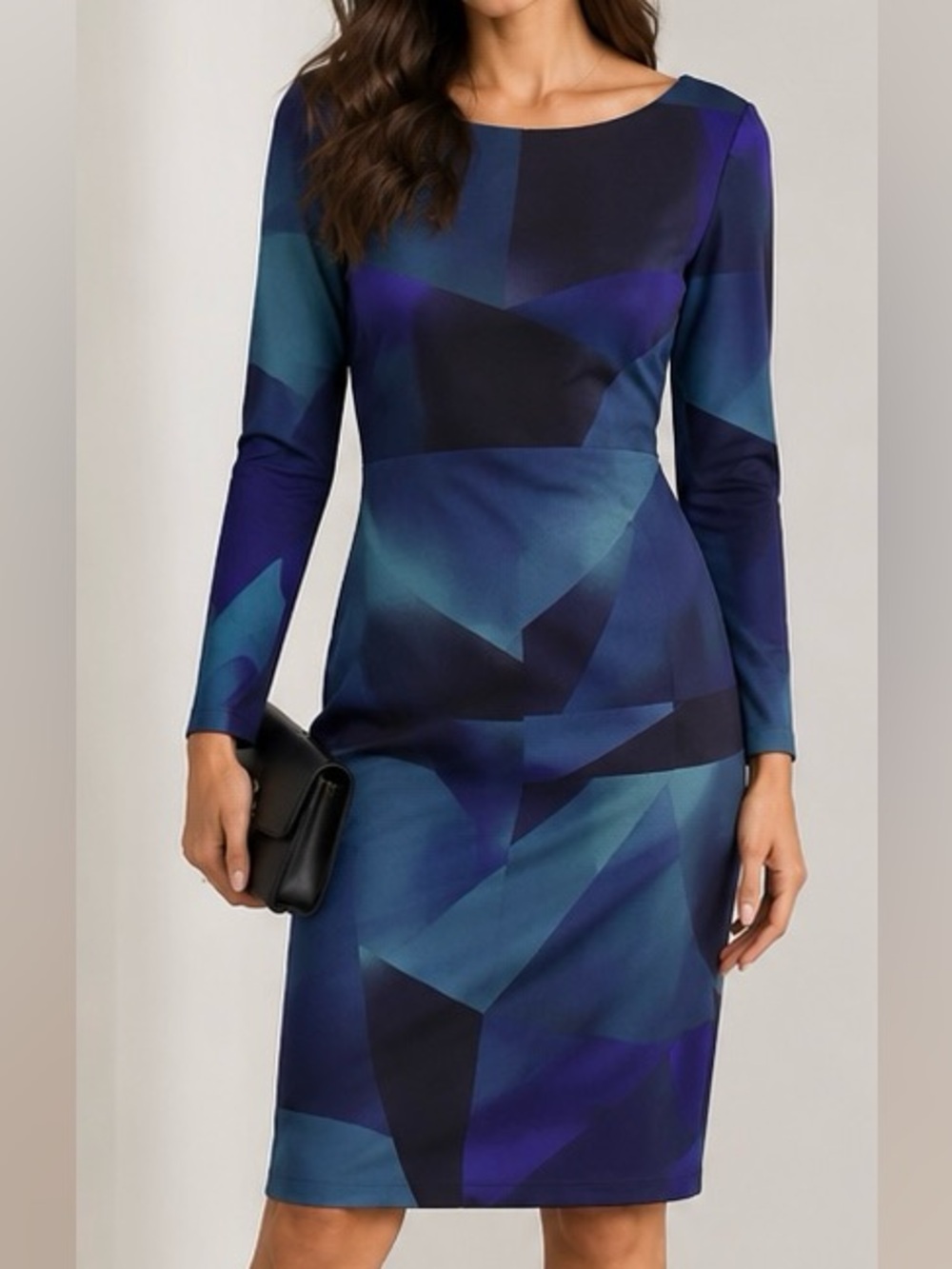 Teal Geometric Sheath Dress